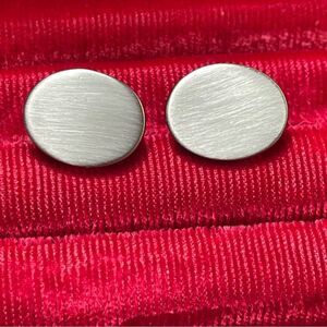 Brushed Nickel Oval Cuff Links